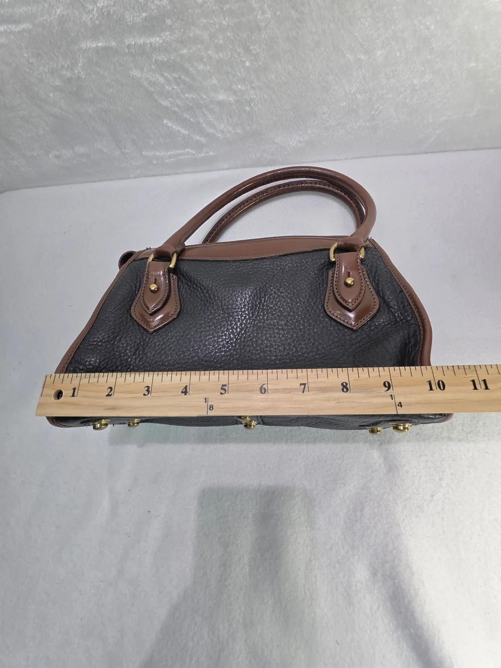 Vintage Dooney & Bourke All Weather Leather Satchel Black Pebbled Leather